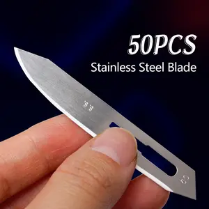 50pcs No.60 Stainless Steel Blades, Individually Packaged Cutting Blades for Precision Crafting, Durable and Sharp Blades for Easy Use