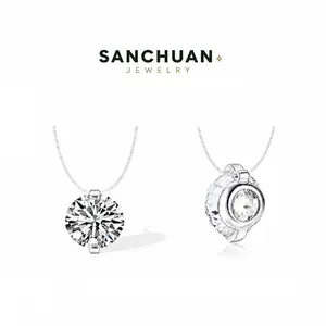 Invisible 1-3CT Clear Nylon Thread Necklacevvs Synthetic Moissanite Necklace in 925 Sterling Silver Birthday Mother's Day Gift for Men Women Wedding Invisible Necklace