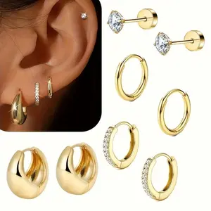 8pcs Hypoallergenic Thick Cartilage Jewelry Set - Ear Stack, Helix Piercing, High-Profile, Threadless Earrings, Ear Stack Earrings, Helix Piercing Earrings