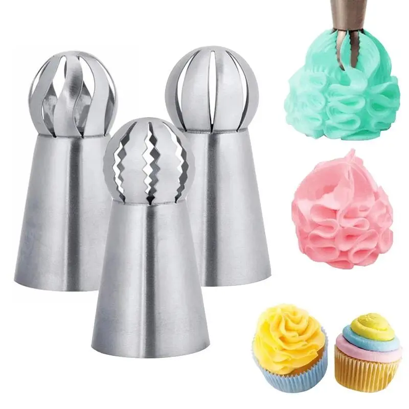 Stainless Steel Cake Piping Nozzle Set, 3 Counts/set Pastry Cake Decorating Nozzle, Professional Piping Tips Lace Mold, Pastry Cake Decorating Tool, Cake Decoration Tools, Pastry Decorating Tools, Baking Accessories, Baking Supplies