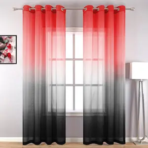 KOUFALL Red Curtains for Bedroom Living Room 84 Inches Long,Sheer Christmas Curtains for Black and Red Room Decor