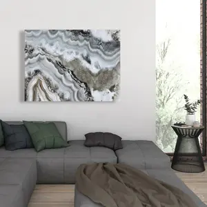 360 Stand Abstract Geode Wall Artwork - 36x48 in. Minimalist Artistic Mineral Canvas Print, Home Decor Wall Decor for Living Spaces, Decoration