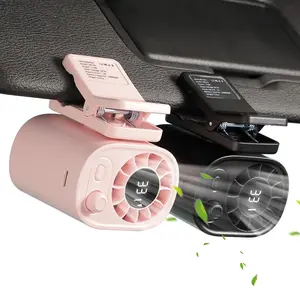 [Valentine's Day] Nerunsa Portable Car LCD Clip Fan 360° Rotatable 100 Speed Wind 12V USB Rechargeable 1800mAh Electric Fan Low Noise Mini Fan with LED Display & Adjustable Rotary Button for Car Seats Desks Camping