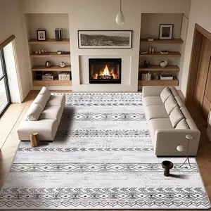 Shilucheng Washable Rug 9x12 Area Rugs for Living Room,Vintage  Boho Rugs for Bedroom Non-Slip Backing Machine Washable Rugs Stain Resistant Under