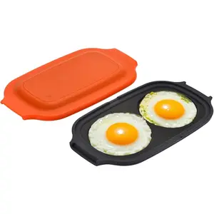 Microwave Egg Fryer | Cooker & Poacher for Breakfast Sandwiches | Maker for 2 Eggs | Dishwasher-Safe &