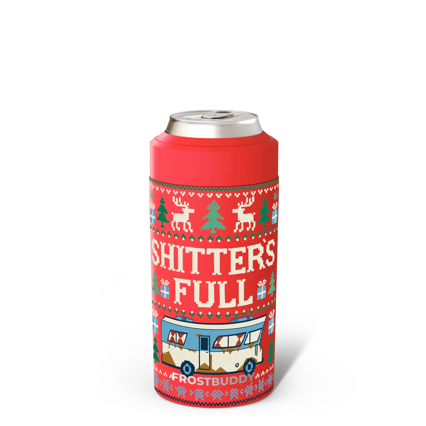 FrostBuddy Universal 2.0 - Holiday Collection Christmas-themed Can Cooler with Festive Prints & Superior Insulation for Holiday Drinks