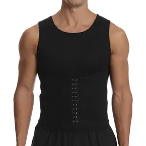 Men's Waist Trainer Vest Shapewear with Buckle Tummy Control Girdle Tank Top Undershirt Body Shaper Sauna Vest for Gym Exercise