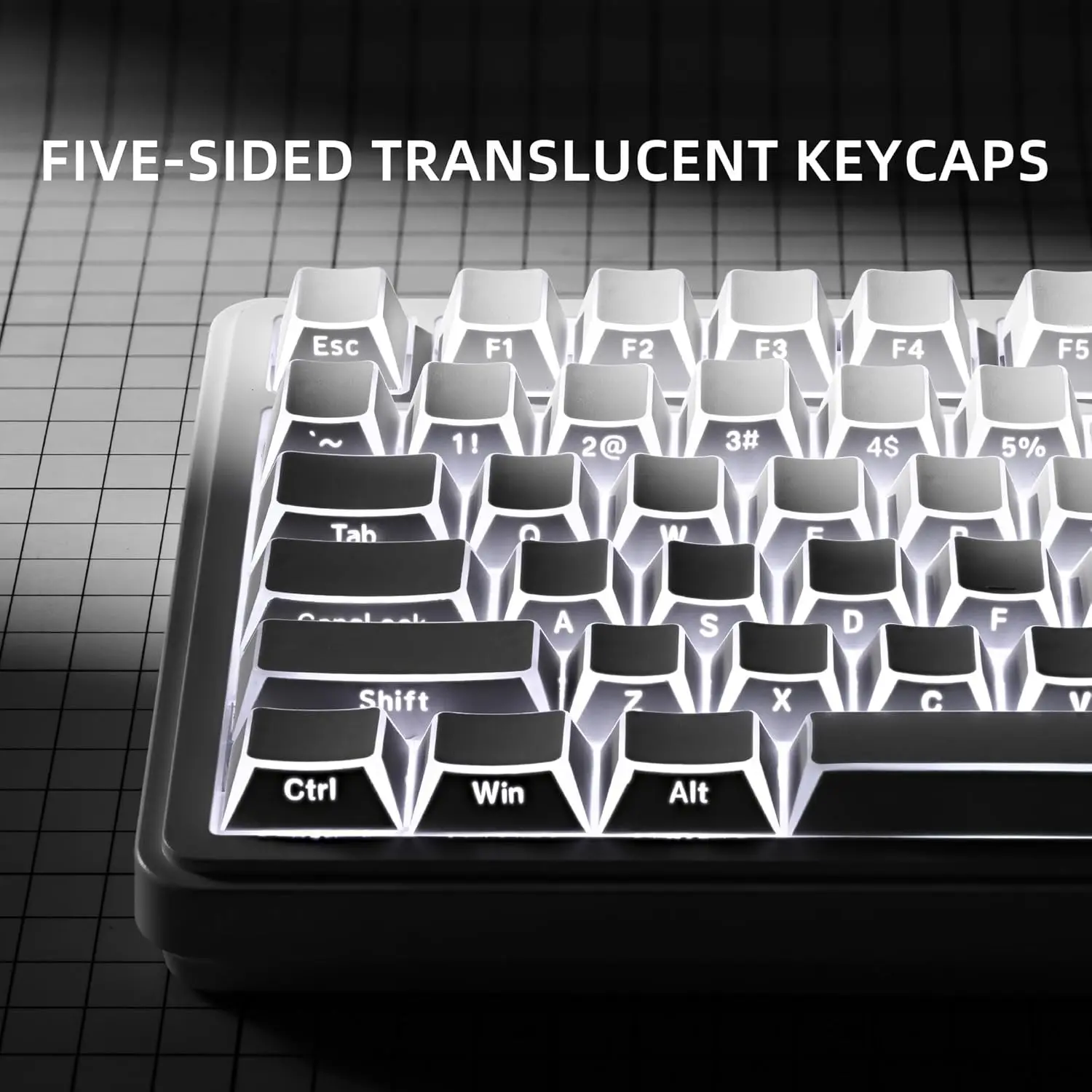 Translucent Keycaps, Pbt Material, Cherry Height, Custom Side-Printed Set, Gaming Keyboard Keycap, Gaming Pc Accessories, Compatible with 60%, 65%, 75%, 80%, 100% Mechanical Keyboards