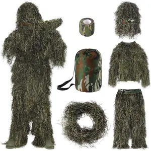 5 in 1 Ghillie Suit - 3D Camouflage Hunting Suits - Jacket, Pants, Hood, Carry Bag for Adults & Youth, M/L/XL/XXL