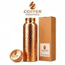 Pure Hammered Copper Water Bottle - Handmade Copper Drinkware, 32 Oz Leak Proof Vessel with Lid