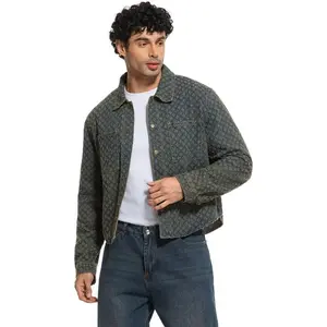 Men’s Vintage Washed Denim Jacket Single Breasted Drop Shoulder Casual Jean Coat Solid Color for Daily Wear