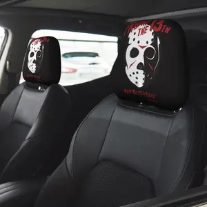 Horror Movie Pattern Car Headrest Cover, Universal Car Seat Headrest Protector, Car Interior Accessories Decoration for Women & Men