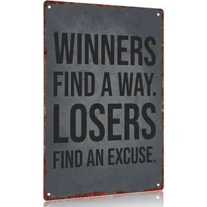 Vintage "Winners Find A Way" Metal Sign - 8x12 Inch Motivational Wall Decor, Perfect Gift for Office & Gym