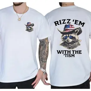 Rizz 'Em With The 'Tism Raccoon T-Shirt, Funny Cowboy Raccoon Shirt, Western Style Vintage Trendy Shirt - Shirt Graphic Tees For Men - Gifts For All