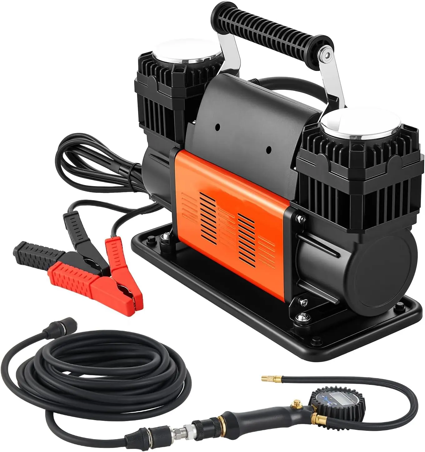 VEVOR 12V 1080W Handheld Air Compressor, High-Efficiency Double Cylinder with 150 PSI Max, 10.6 CFM, Digital Pressure Gauge, Overheat Guard, Tire Inflation Kit Adapters for Cars, Bicycles, Motorcycles