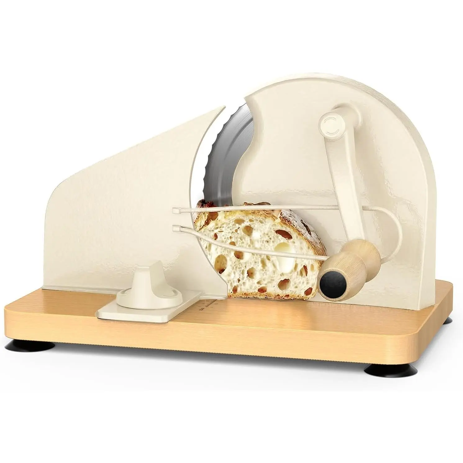 Upgraded Manual Bread Slicer for Homemade Sourdough Bread Adjustable Thickness Bread  with Metal Guide,Hand Crank Bread Slicer with Scale Line&Suction Base,for  Even Slices