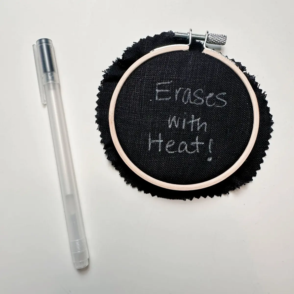 White Heat Erasable Pen for Embroidery Patterns on Dark Fabric White Heat Erasable Pen for Embroidery Patterns on Dark Fabric
