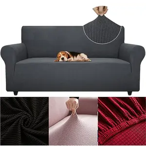 Ultra-Stretch Knitted Universal Sofa Cover, Pure Color, Corn Fleece Fabric, Pet-Friendly Design, Durable Protection, Includes One Pillowcase, Elastic Sofa Slipcover, Sofa Couch Protector