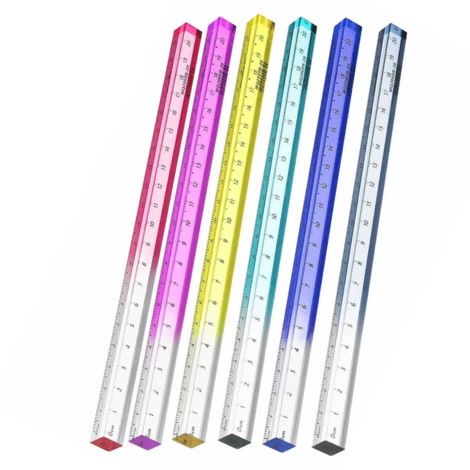 6Pcs 7.87In Gradient Acrylic Straight Rulers, Lightweight Measuring Tools for Students, Home Improvement & Building Supplies, Wallpaper-Wall Trim Use