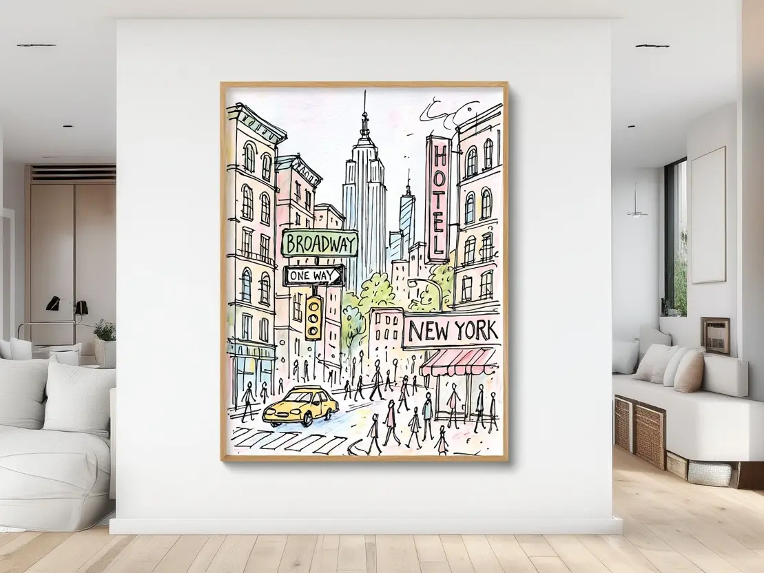 Pink New York City Wall Art Preppy Poster Feminine Room Decor Art Print Gift