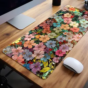 Colorful Floral Vibrant Botanical Mouse Pads Extra Large Computer Desk Top Mat Mouse Pad for Laptop Mouse Desk Pad Desk Mats with Non - Slip Rubber Base Stitched Edge for Home and Office Office Desk Accessories