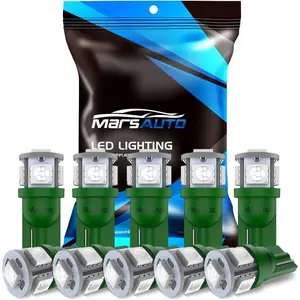 Marsauto 194 LED Light Bulb Green 168 T10 2825 W5W 300 LM 12V DC for Car Dome, Map, License Plate, and Courtesy Lights (Pack of 10)