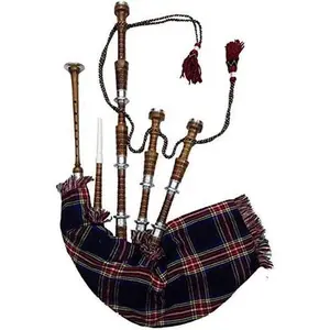 AAR Scottish Great Highland Bagpipe with McLeod Cover, Cord, Silver Mounts, Black Finish, Tutor Book, Reeds, Drone & Accessories for Traditional Music