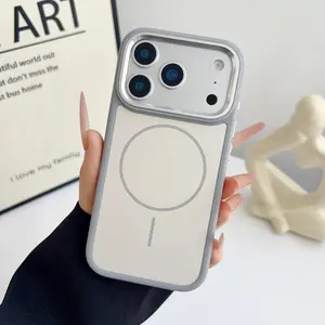 iPhone17 Pro Max Case with Magnetic Metal Camera Frame Shockproof Clear Back Cover for Men Women, Premium Matte Finish, Strong Magnetic Adsorption, Unique Color Matching, Durable Aluminum Buttons