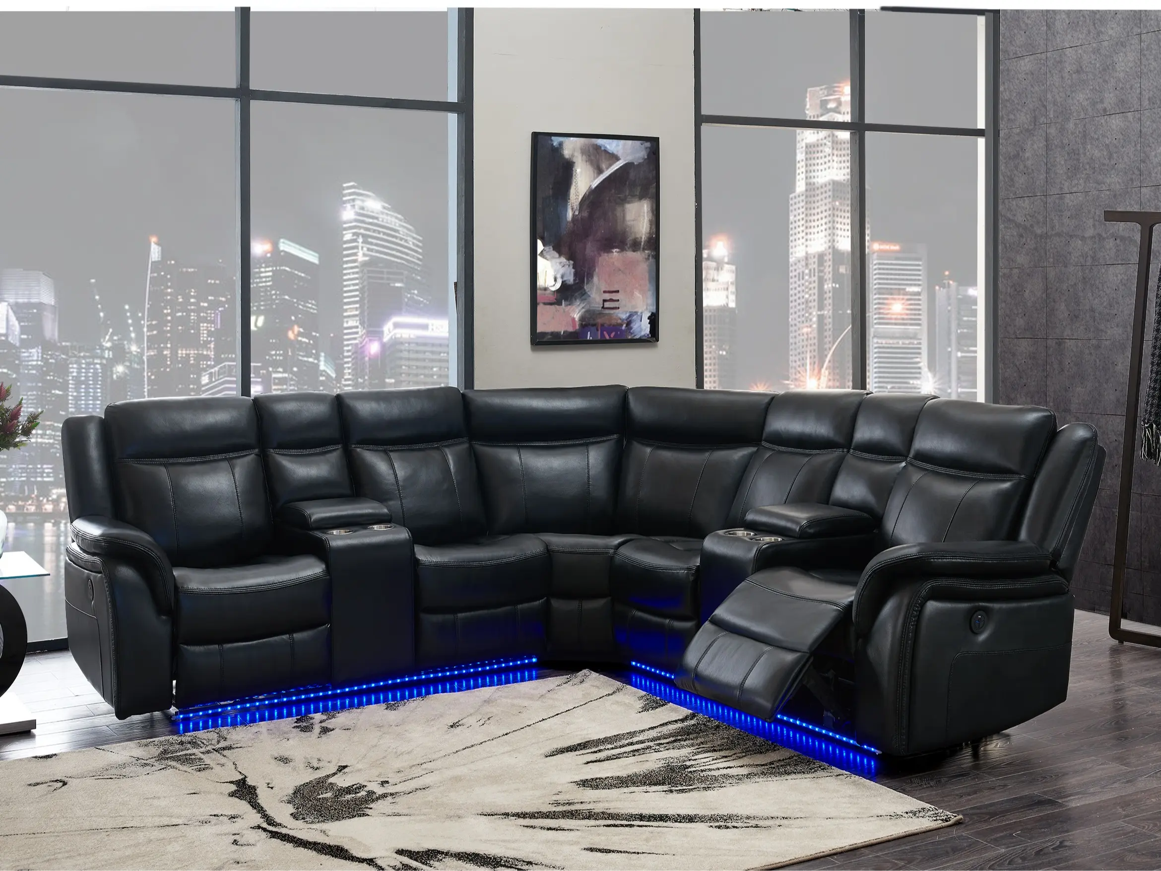 Luxury living room sofa, extendable sofa with cup holder, suitable for living room, office, reading room, etc