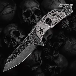 Cool skeleton pocket folding knives with seat belt cutter and window circuit breaker, great holiday gift EDC outdoor survival camping survival pocket knives