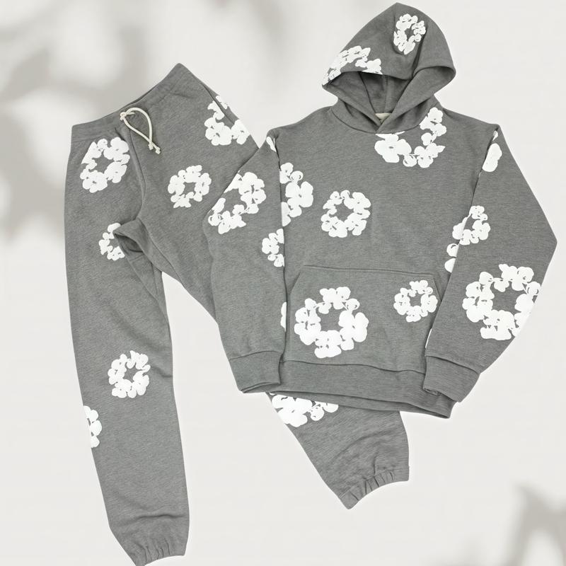 streetwear Essentials Hoodie Set| Athleisure Hoodie Duo|  Foam Print & Breathable Fabric for Outdoor Chic|