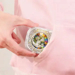 Mandala Gecko Print Retainer Case, Circular Lizard Orthodontic Storage Box, Portable Durable Case for Invisible Aligners and Mouth Guards