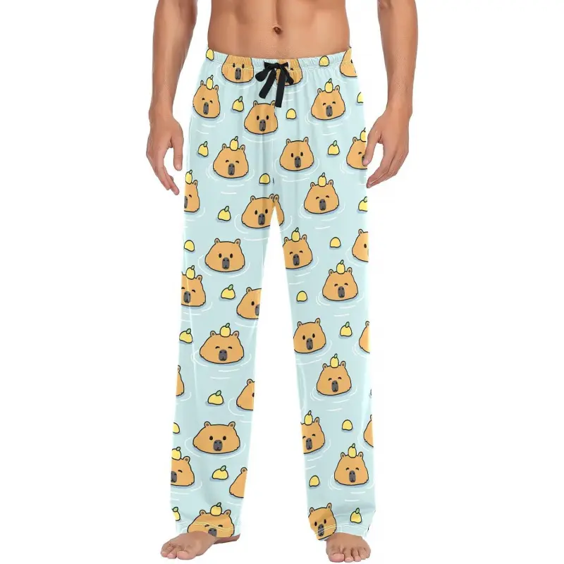 Men's Cute Capybara Pajama Pants Cotton Soft Comfy Sleep Lounge Pants Pjs Bottoms