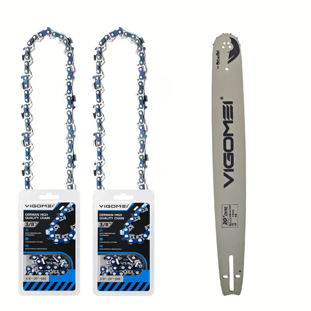 VIGOMEI Gas Chainsaw Chain & Guide Bar Replacement Kit 16/18/20/22/24in(2PCS Chains, 1PC Guide Bar) VIGOMEI  3/8" Pitch .058'' Hardened Steel, Sharp Ice-Cutting Edge, Durable Wear-Resistant for Tree Cutting, Logging
