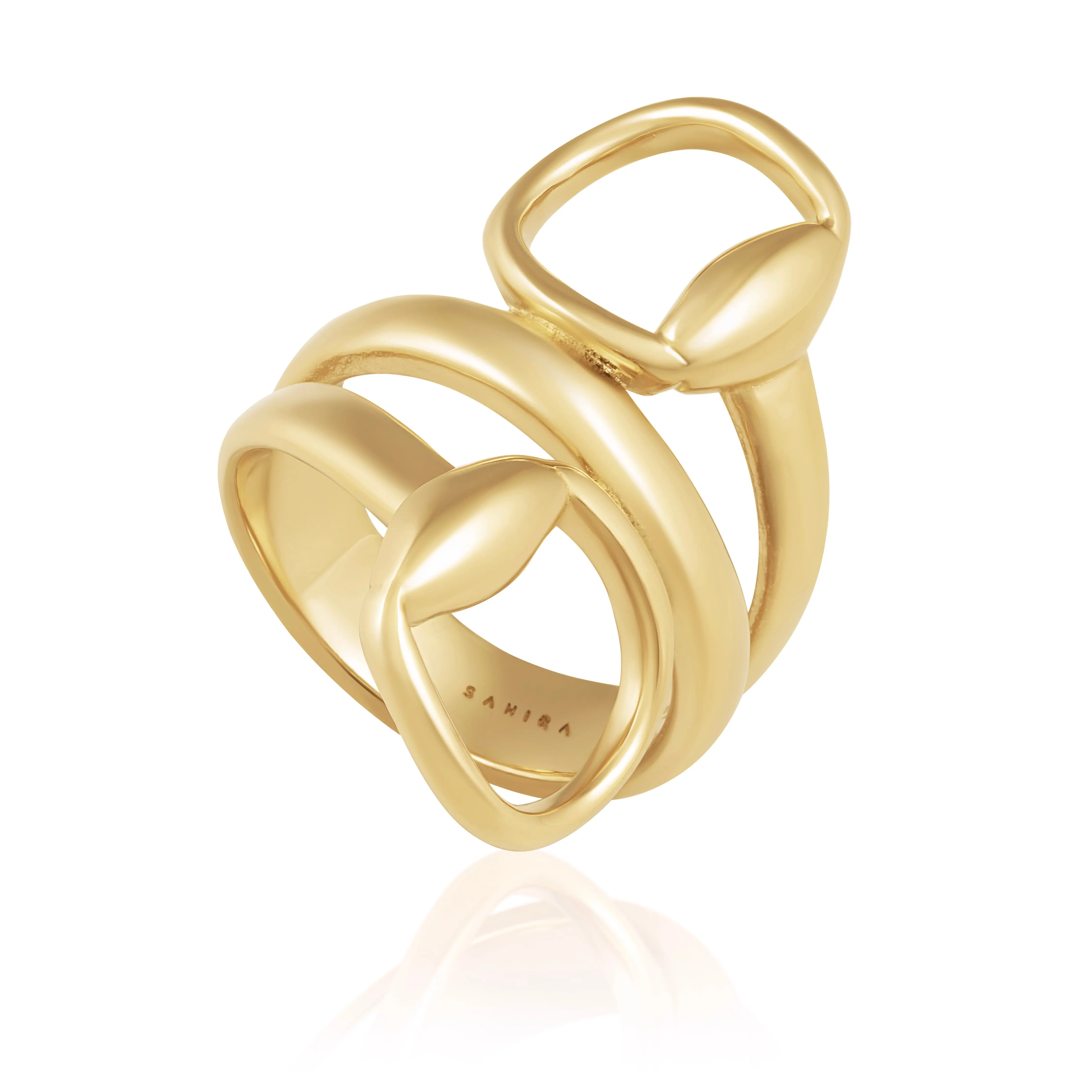 Sakira Horsebit Ring 18k Gold Plated Stainless Steel Water & Tarnish Resistant Hypoallergenic Equestrian Fashion Accessory