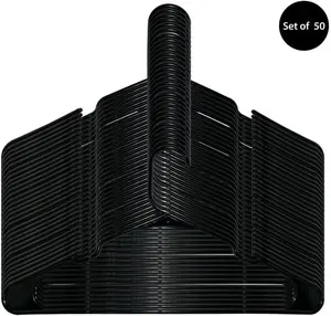 Plastic Notched Adult Hangers for Any Clothing Type, Rich Black 50 Count