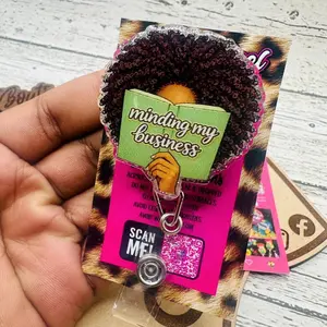 Minding my Business Booked Nostalgia Hospital ID Healthcare Worker Lab Nurse Xray Pharmacy Reg  Glitter Acrylic Badge Clip Nurse Badge Reel