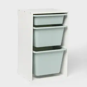 Pillowfort 3 Bins Toy Organizer Storage Vertical Kids Fabric Green Rack Shelves