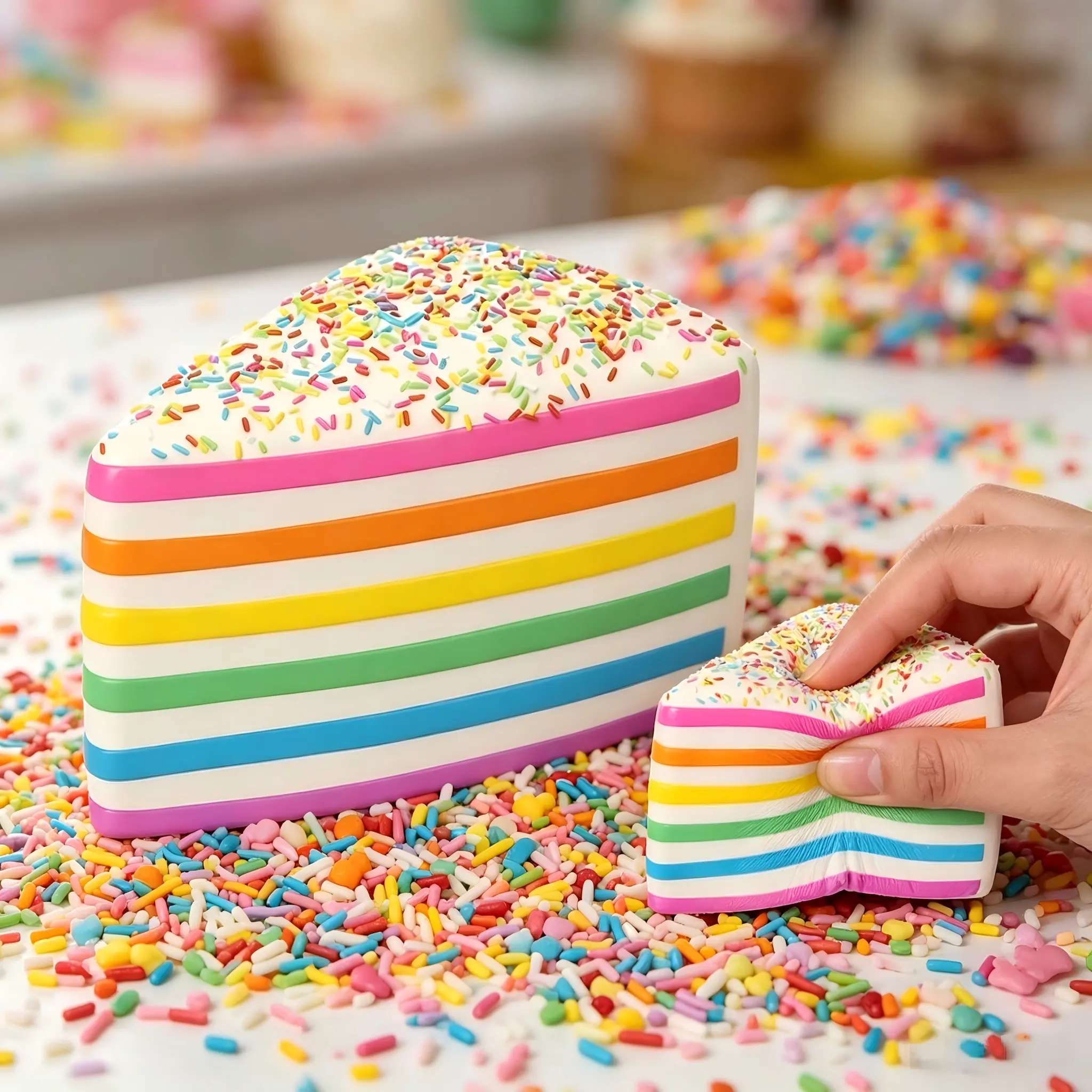 Rainbow Cake Cheese Squishy - Slow Rising &Scentedl Valentine Stress Toy high-densitysensory stick mini big dumpling Stress ReliefBall Pack