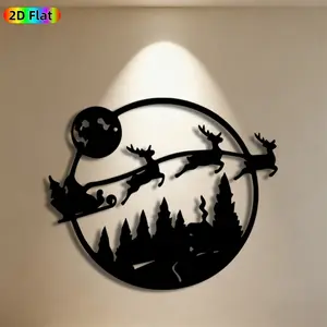 1pc Santa & Reindeer Metal Wall Art, Magical Santa & Reindeer Statue Mural, Ideal Gift for Christmas, New Year, Holiday Decor Enthusiasts,  Metal Wall Decor Wall Sculptures, Perfect for Living Room Wall & Garden Fence, Festive Home Decor Accent