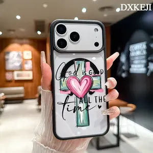 Trendy Heart Cross God Is Good Pattern Magnetic MagSafe Phone Case for iPhone 17 Air/16 Pro Max 15 Pro 14 13 12 11 Plus Lightweight Shockproof Slim Protective Cover Supports Wireless Charging Case Casing