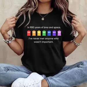 Celebrate Pride Rainbow Police Box Cotton T-shirt Featuring 11th Doctor Quote and Doctor Who Parody for LGBT Pride Month