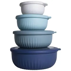 Colorful Nesting Plastic Mixing Bowls with Lids, Nested Design, Wide Deep Small Bowls for Cooking, Durable Kitchen Utensils Set