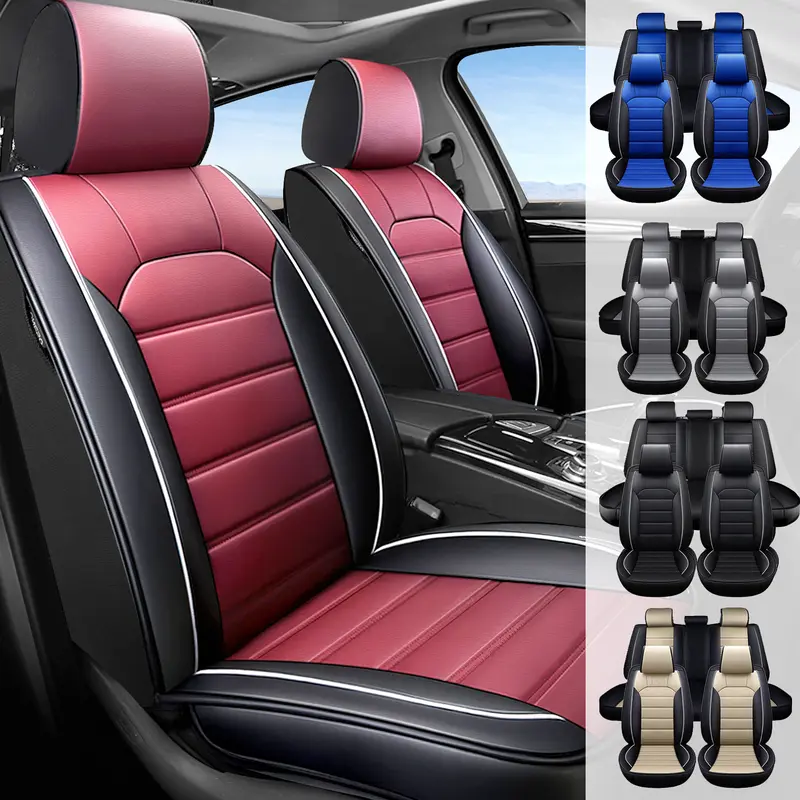 Car Seat Covers Full Set, 5 Seats Universal Leather Seat Covers for Cars, Waterproof Front and Rear Seat Cover, Breathable Automotive Seat Cover Fit for Hyundai Tucson/Sonata/Santa Fe/Kona/Elantra 2010-2025 2026