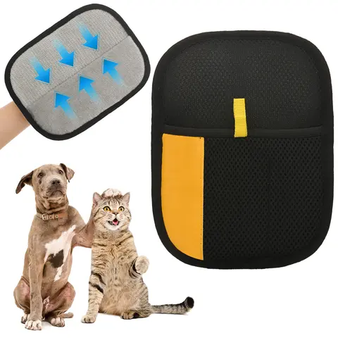 Electrostatic Pet Hair Remover Glove - 1Pc Washable Reusable Brush, Comfortable & Durable Deshedding Tool for Dogs/Cats, Minimal Waste Option Reduces Environmental Impact