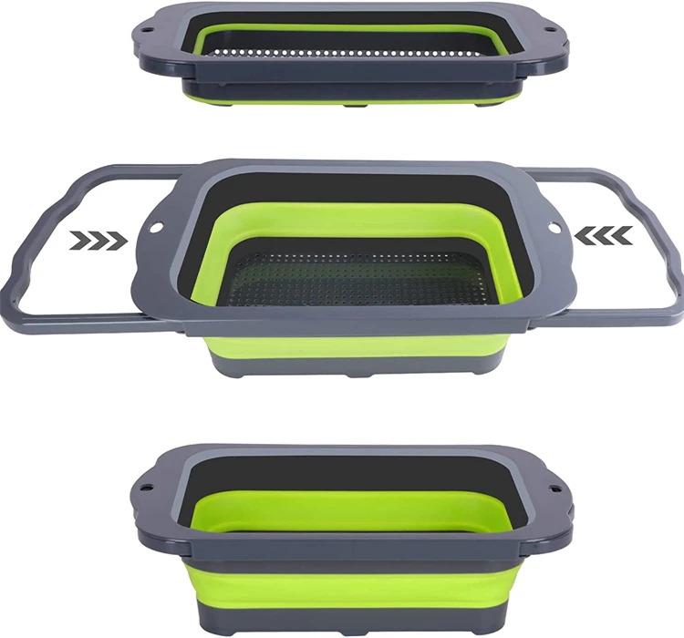 Collapsible Colander Strainer Expandable Over the Sink Colander Foldable Large Colander Basket to Wash Vegetable Fruit YY128