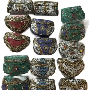 Indian handmade metal mosaic purse