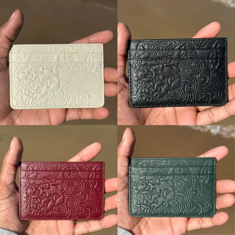 Genuine Leather Lion Wallet – 4 Card Slots, Center Pocket, RFID Blocking | Slim Minimalist Design