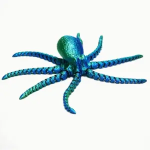 3D Printed Laser Cut Jointed Multi-Colored Octopus Decorative Figurine, Home Decoration Ornament, Fish Tank Accent Piece