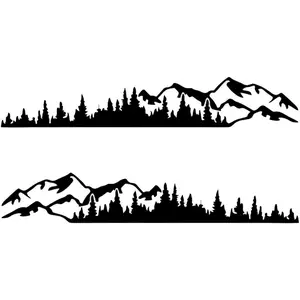 PCS Car Mountain Tree Forest Decals, ."x."Mountain Tree Graphic Stickers, Waterproof Car Body Side Door Truck Tailgate Exterior Decoration, Universal for Cars SUVs OffRoads (Black)